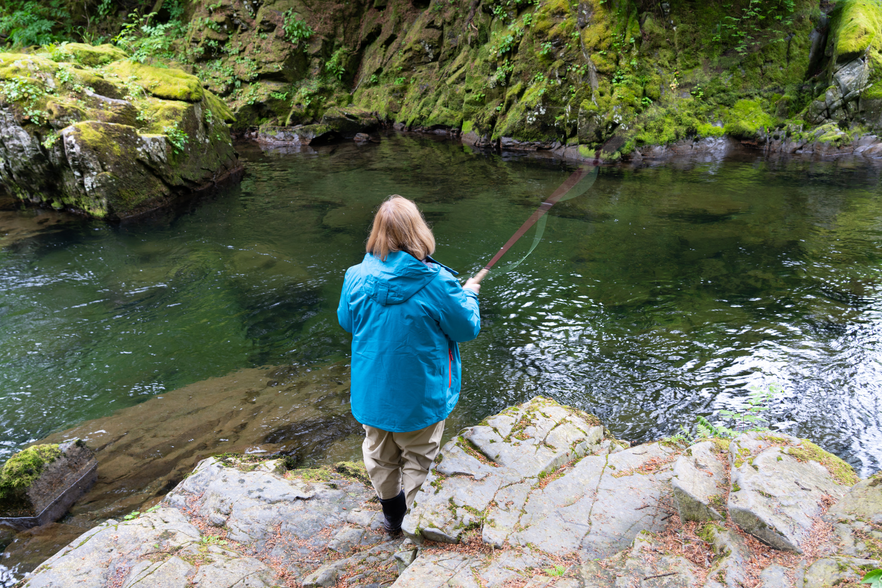 Andrea fishing in Sitka.