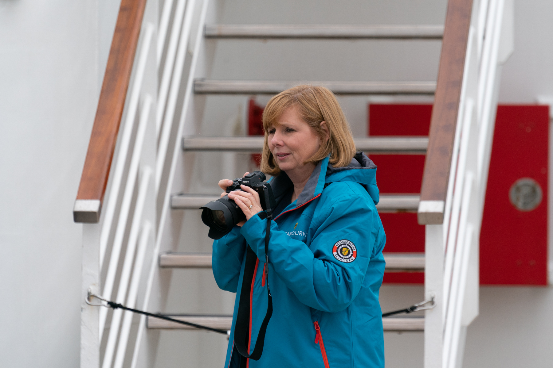 Andrea getting ready to take a photo.