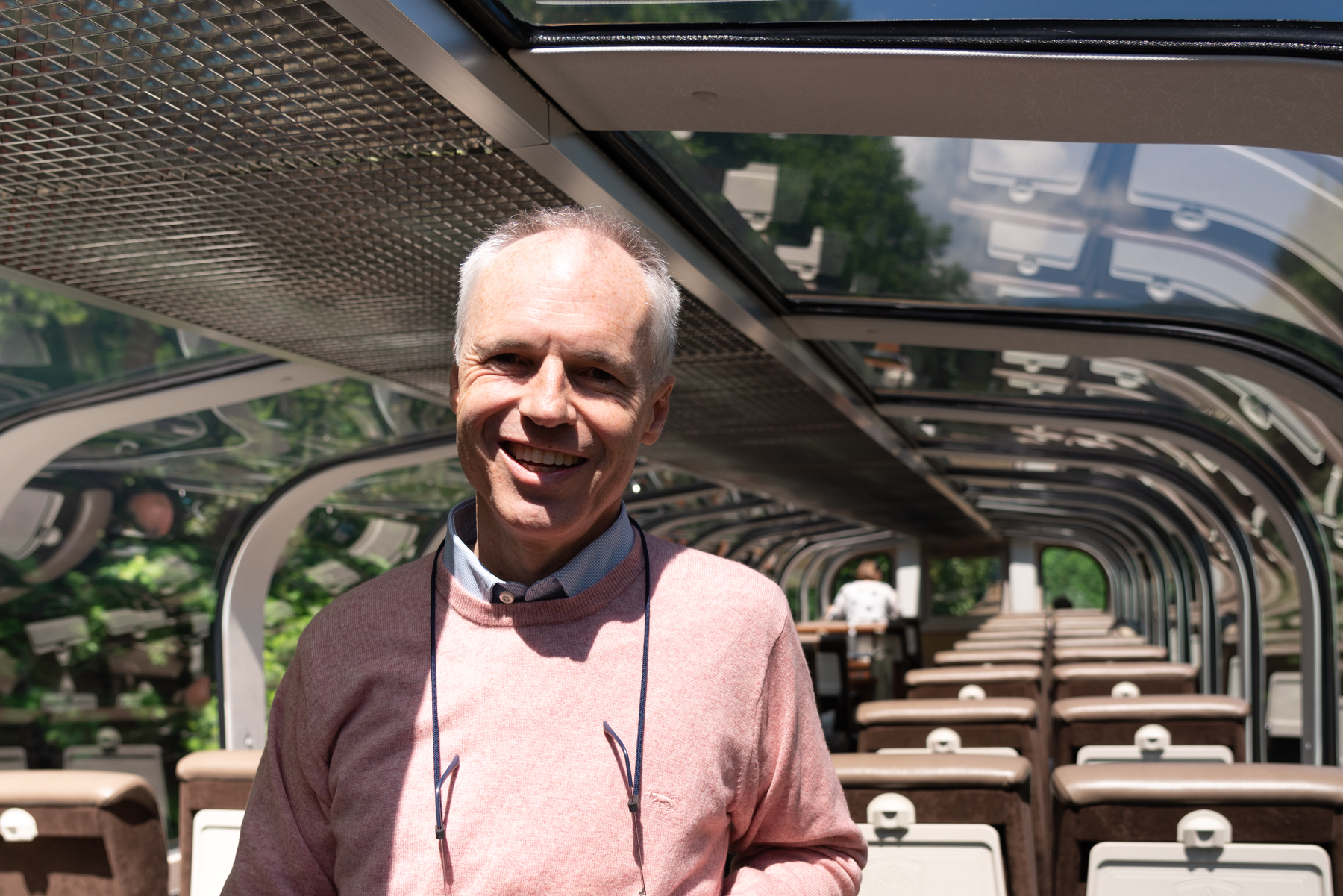 Keith on the Rocky Mountaineer.