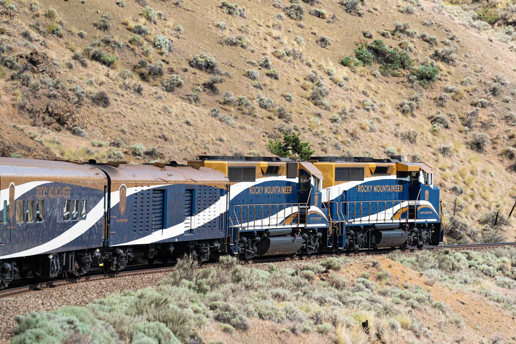 Rounding a bend on the Rocky Mountaineer.