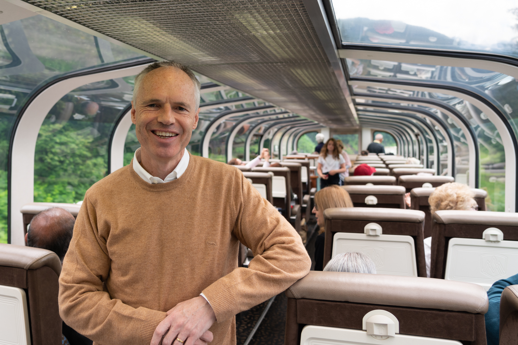 Keith enjoying the trip on the Rocky Mountaineer.