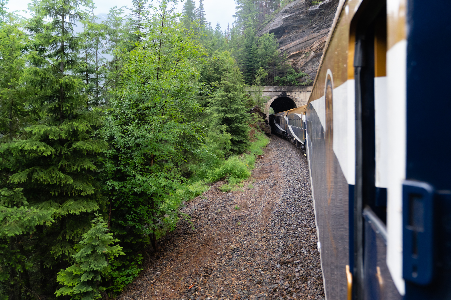 Entering a tunnel in the  Banff National Park.