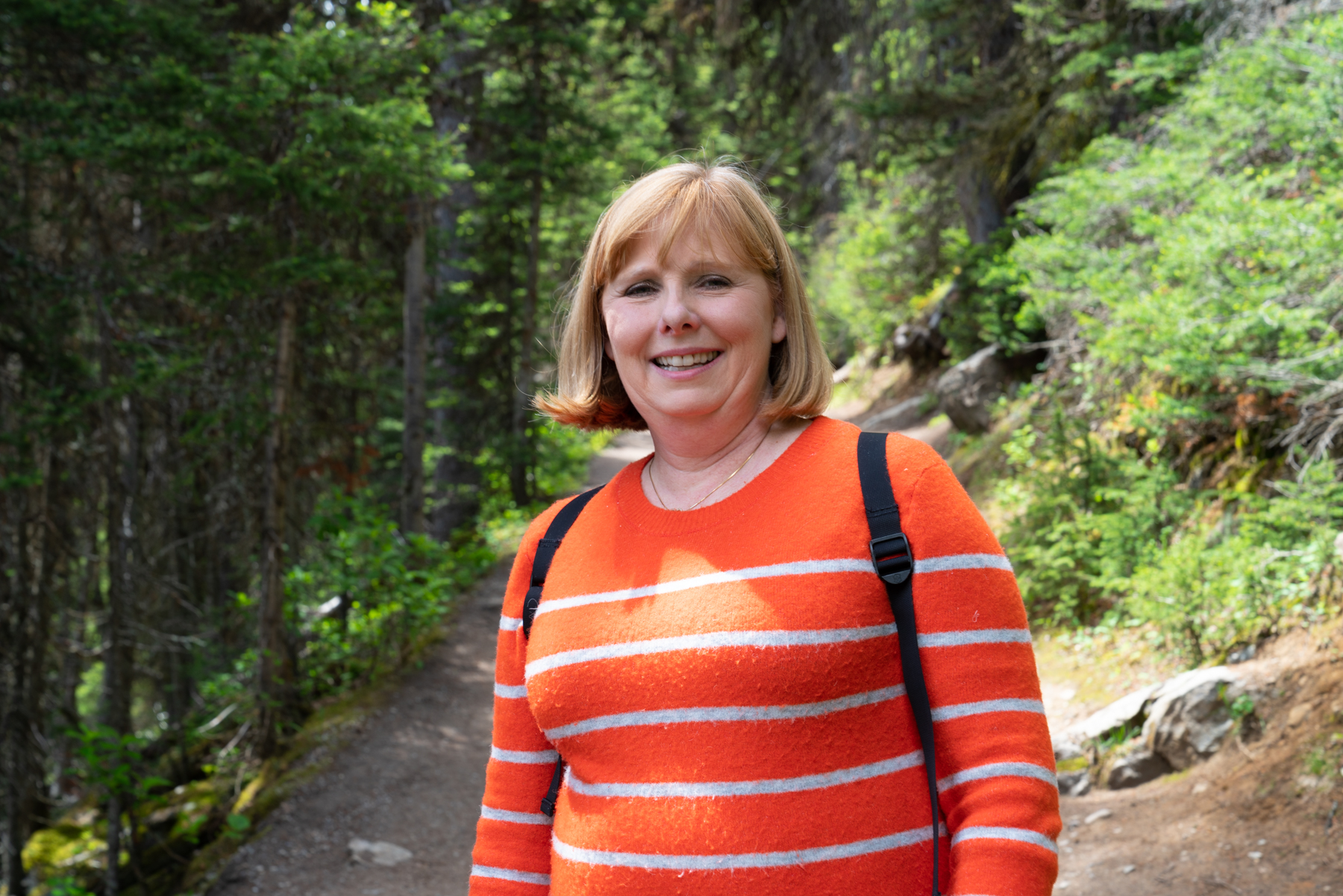 Andrea on the trail at Lake Louise.