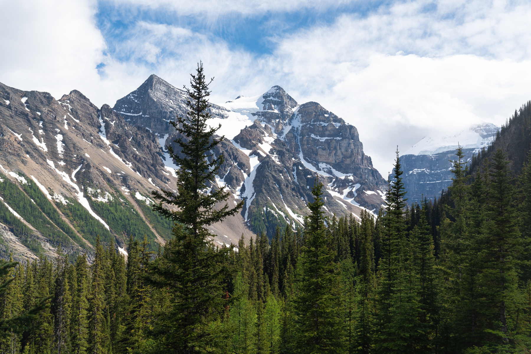 Lake Louise mountains, on the eastern edge of the Continental Divide in the Rockies.