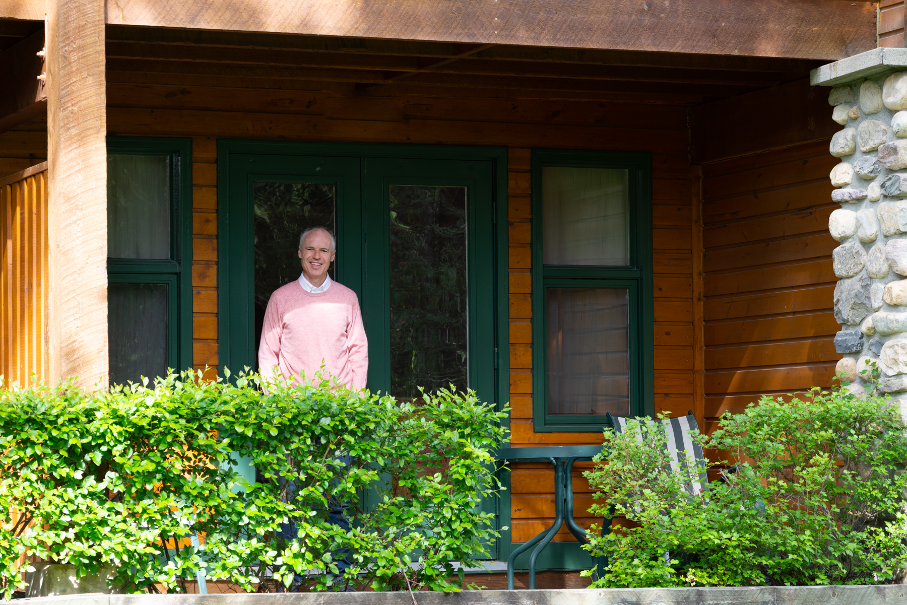 Keith outside our room at the Post Hotel and Spa.