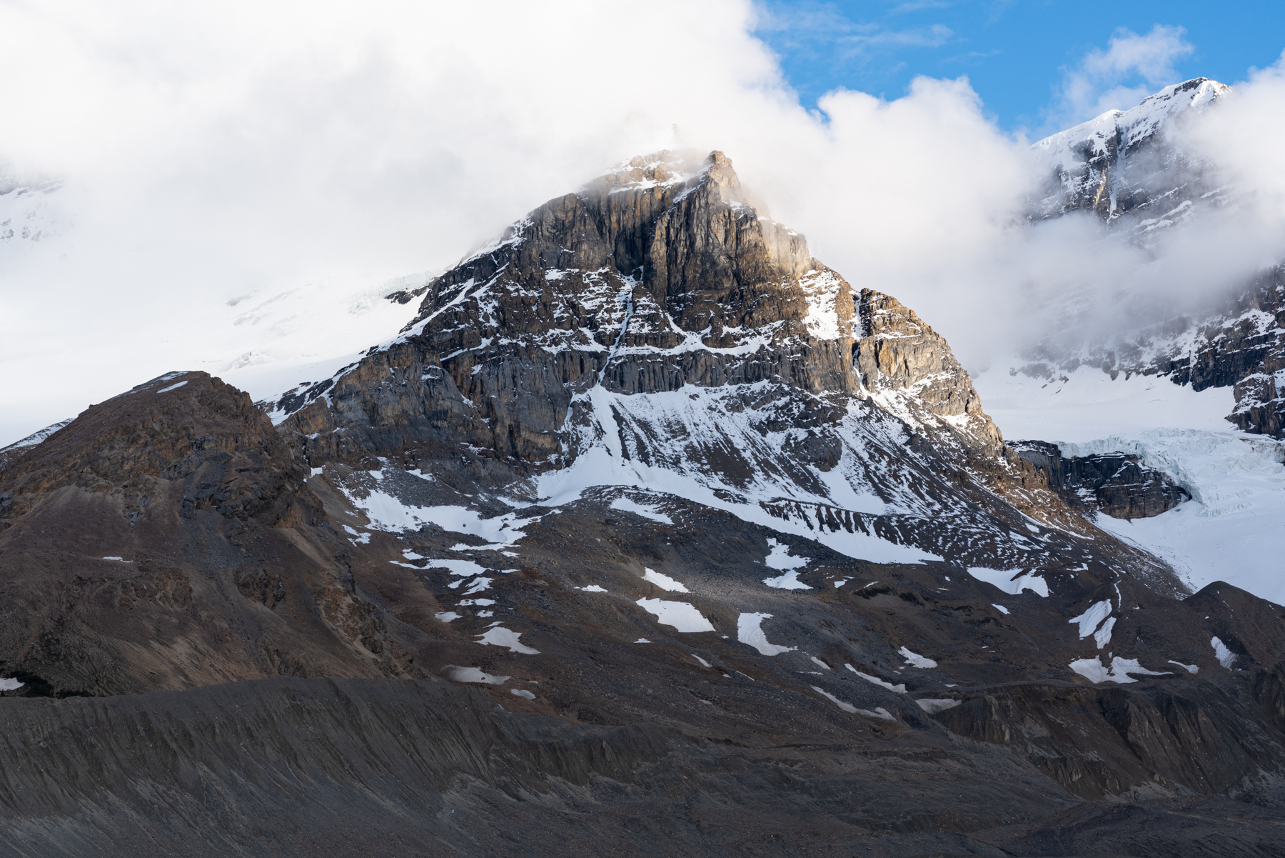 The Athabasca Glacier, on the Icefields Parkway, between Jasper and Lake Louise, in Jasper National Park.