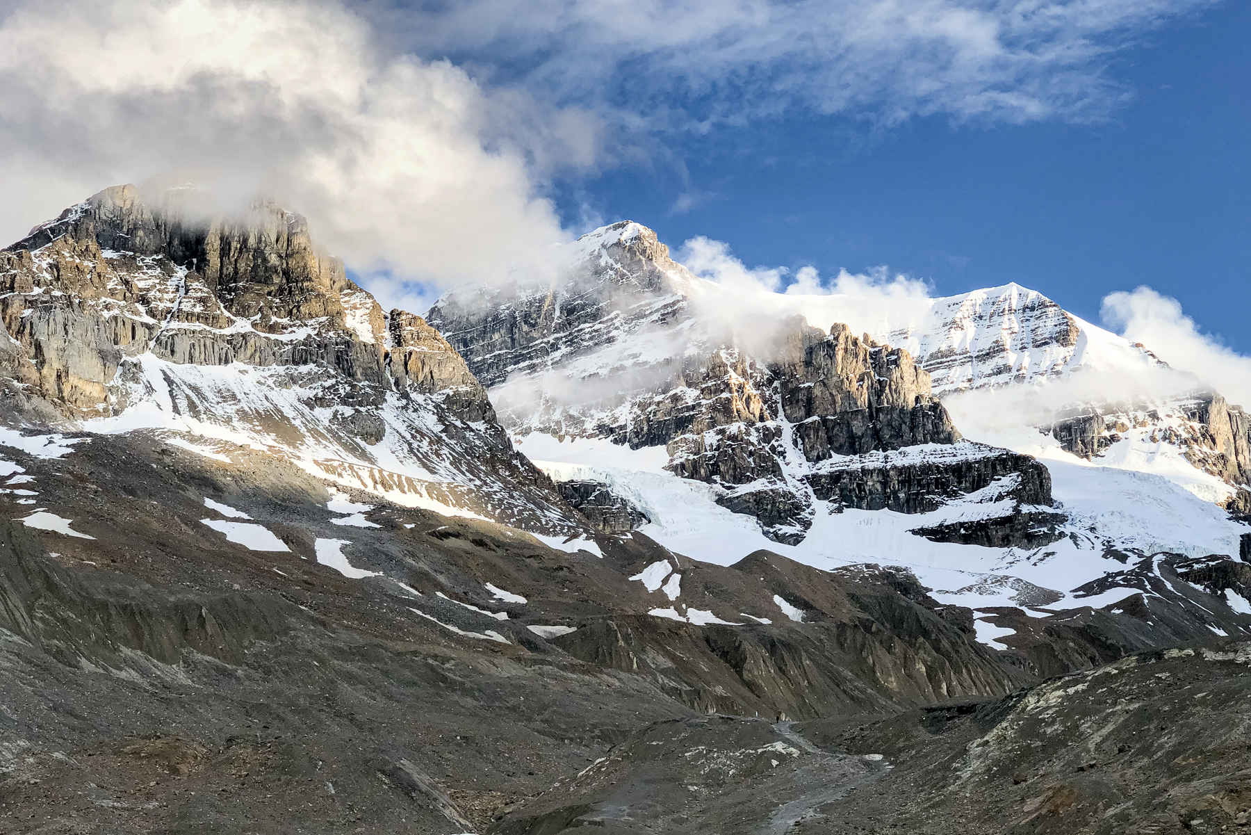 The Athabasca Glacier, on the Icefields Parkway, between Jasper and Lake Louise, in Jasper National Park.