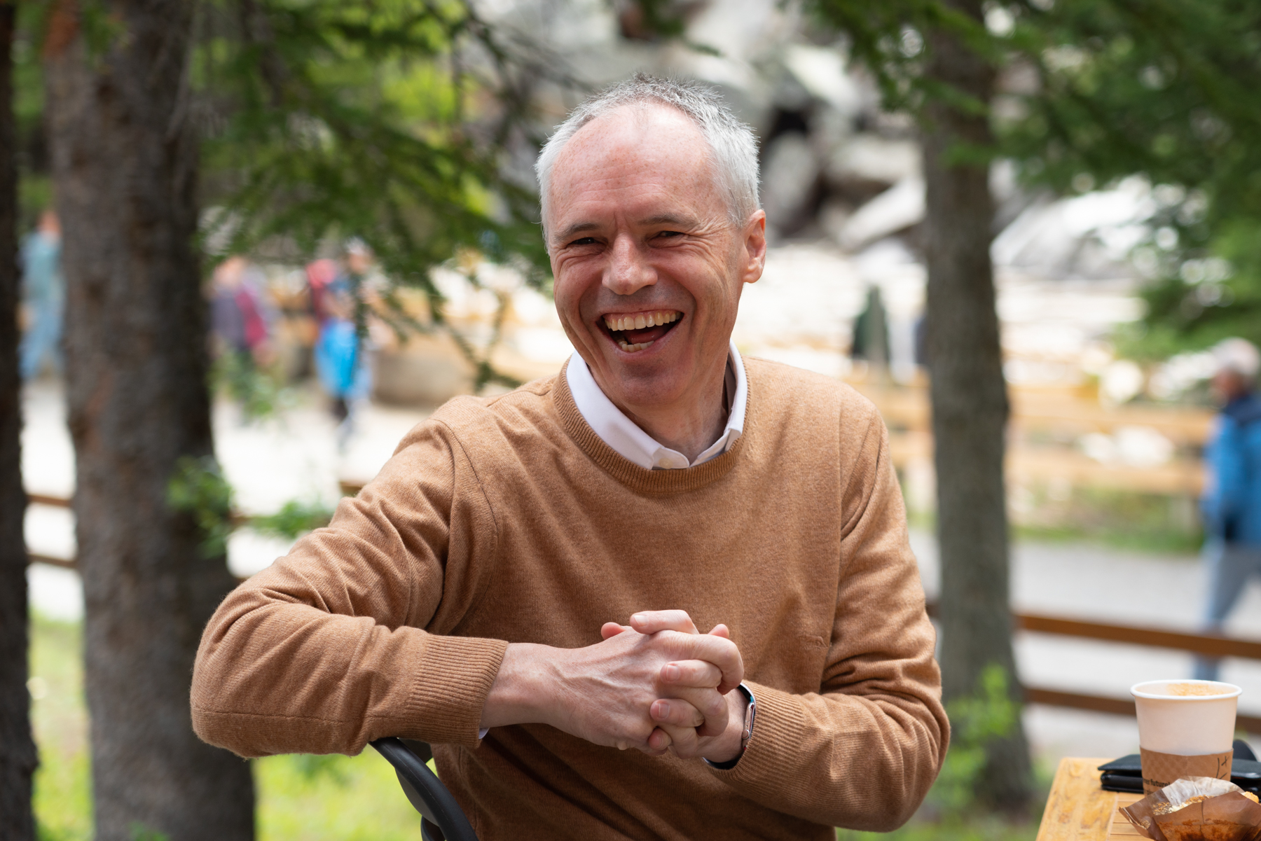 Keith at the cafe at Moraine Lake.