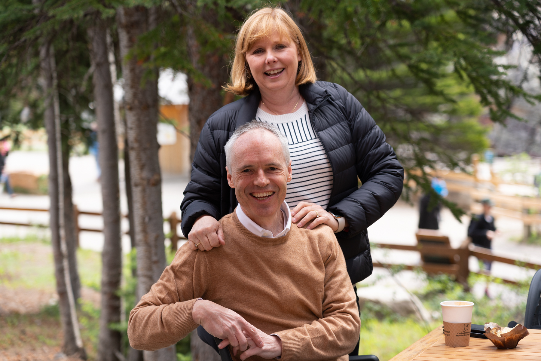 Andrea and Keith at the cafe at Moraine Lake.