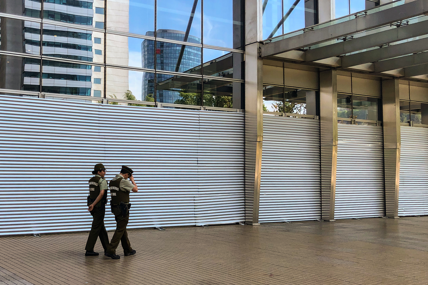 The shopping mall, like most shops, was closed.