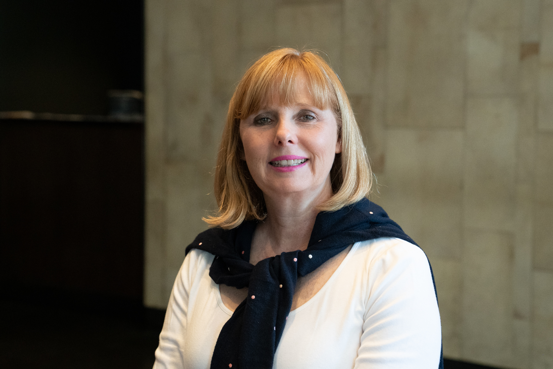 Andrea in the hotel lobby.