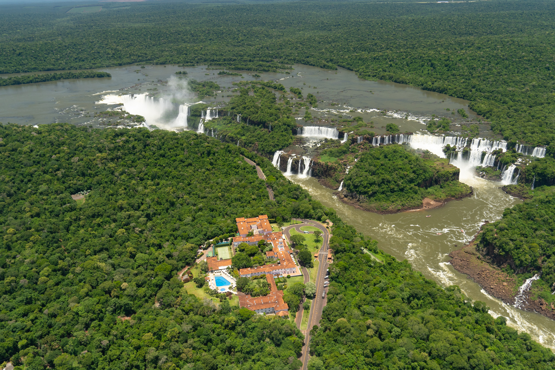 Looking over our hotel to Iguaçu Falls.