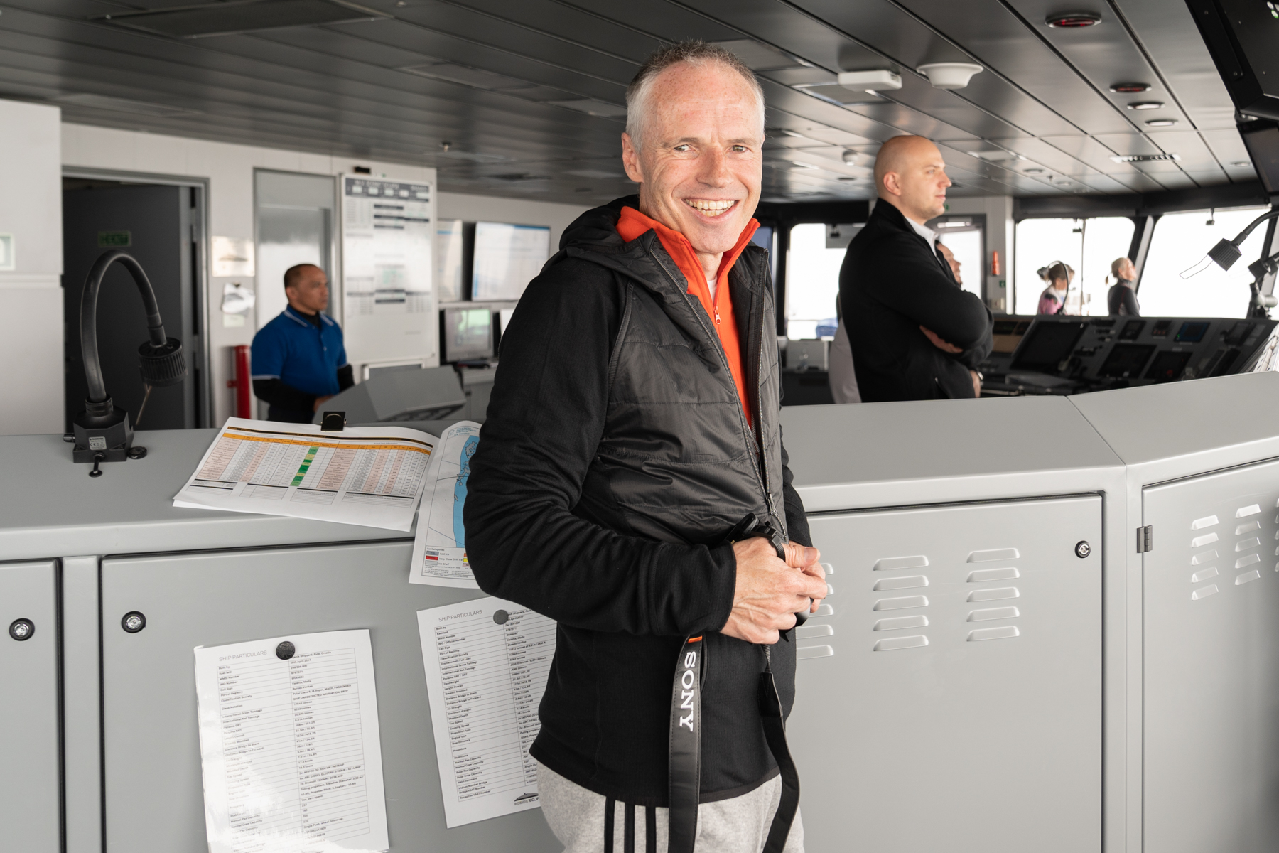 Keith on the ship's bridge.
