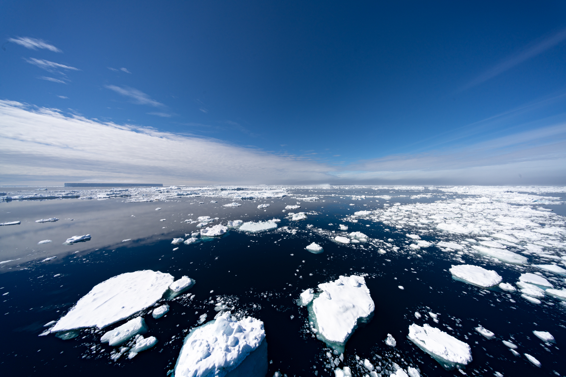 Sailing through the Antarctic ice.