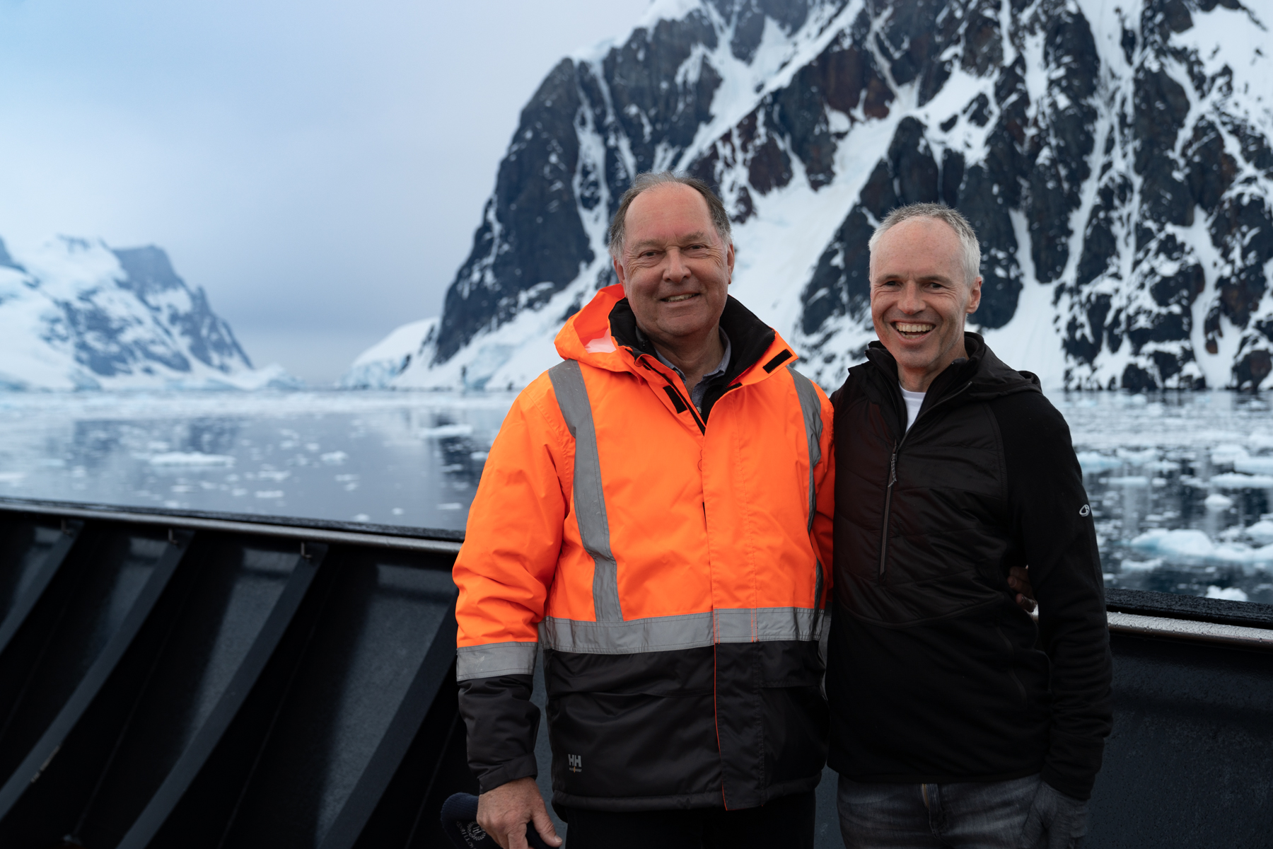 David and Keith, with the Lemaire Channel in the background.