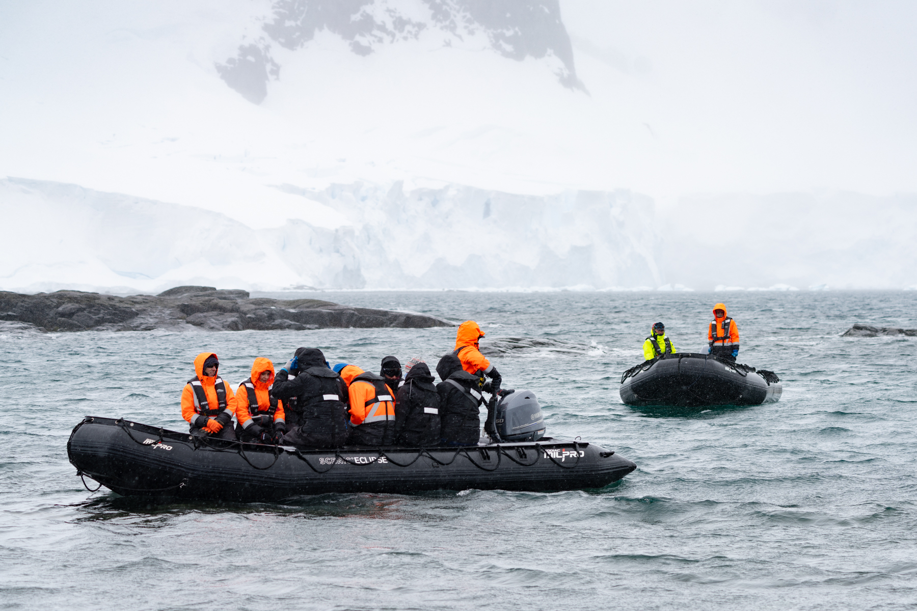 Arriving on D'Hainaut Island by Zodiac.