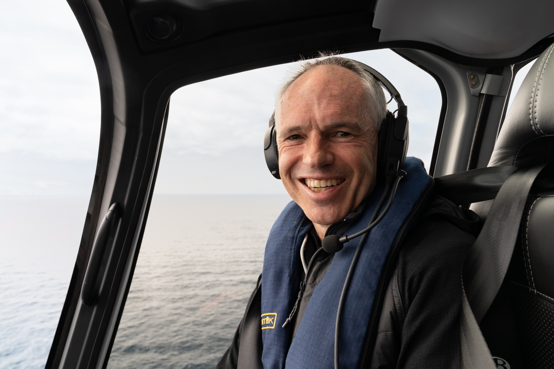 Keith in the helicopter.