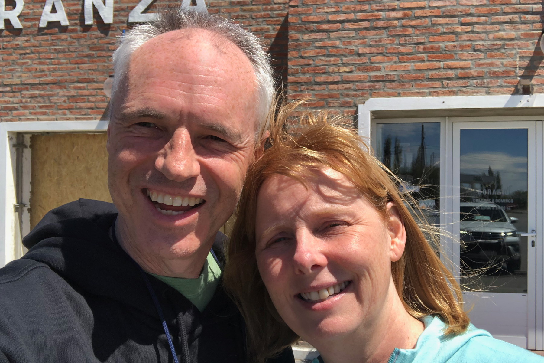 At the (very windy!) border crossing from Argentina into Chile.