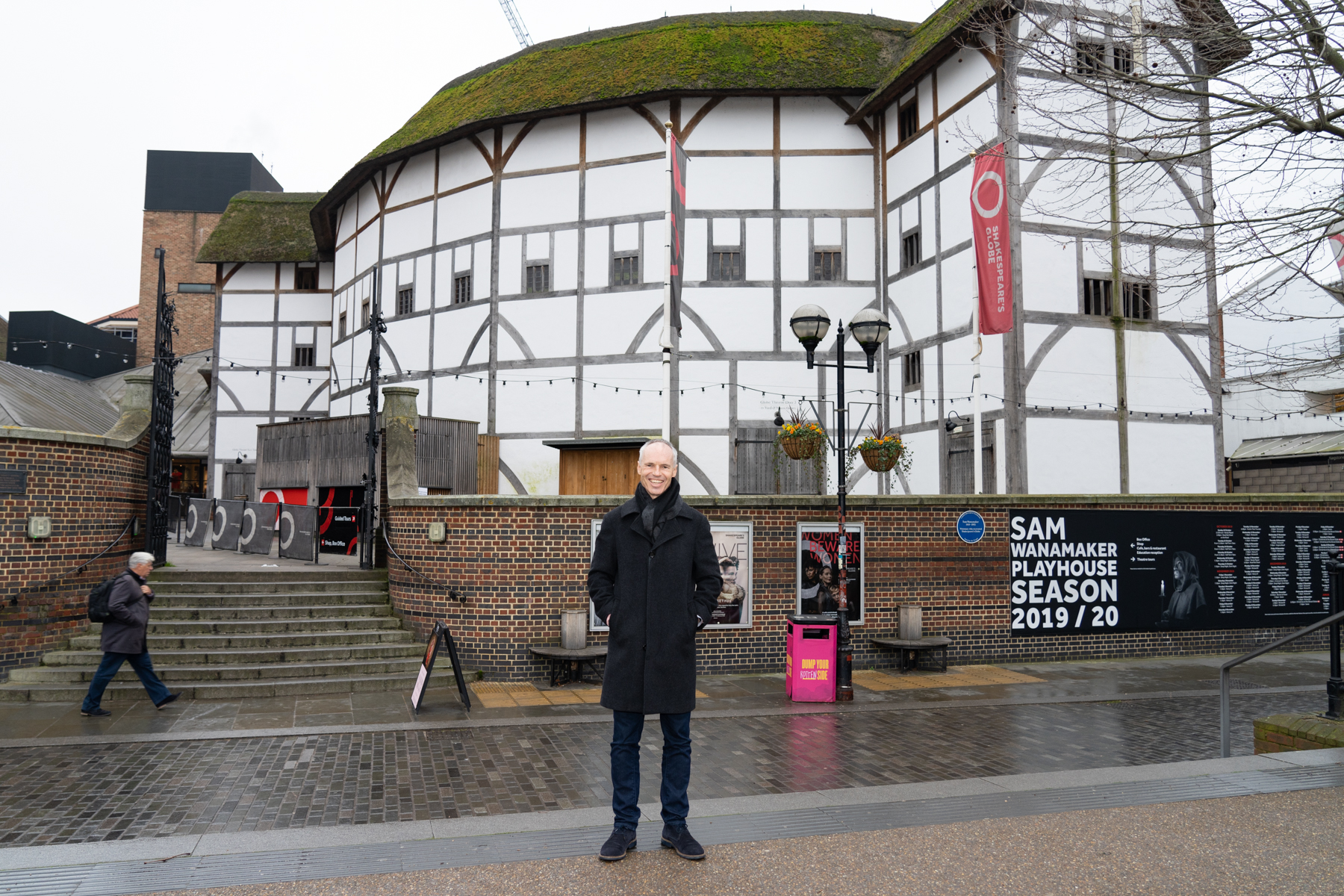 Keith outside the Globe Theatre.