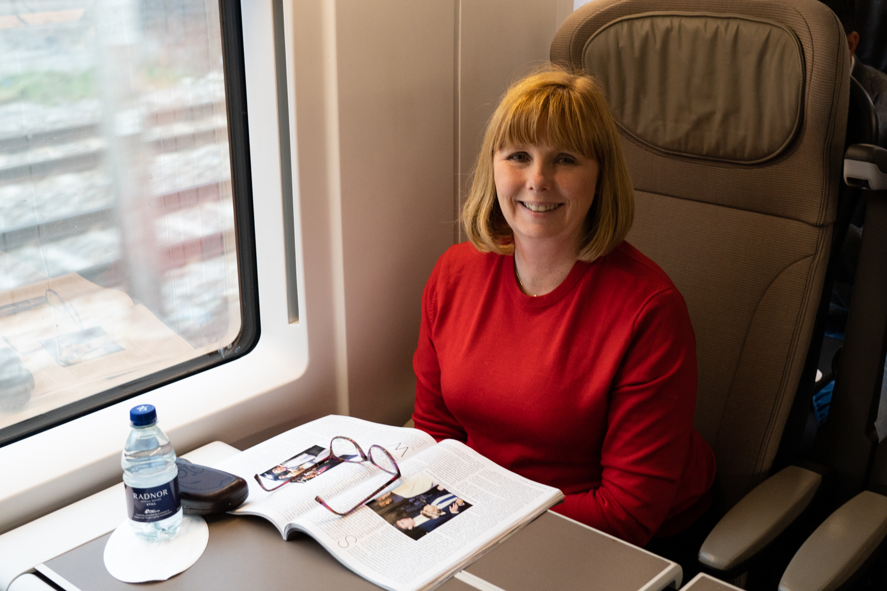 Andrea on the train to Paris.