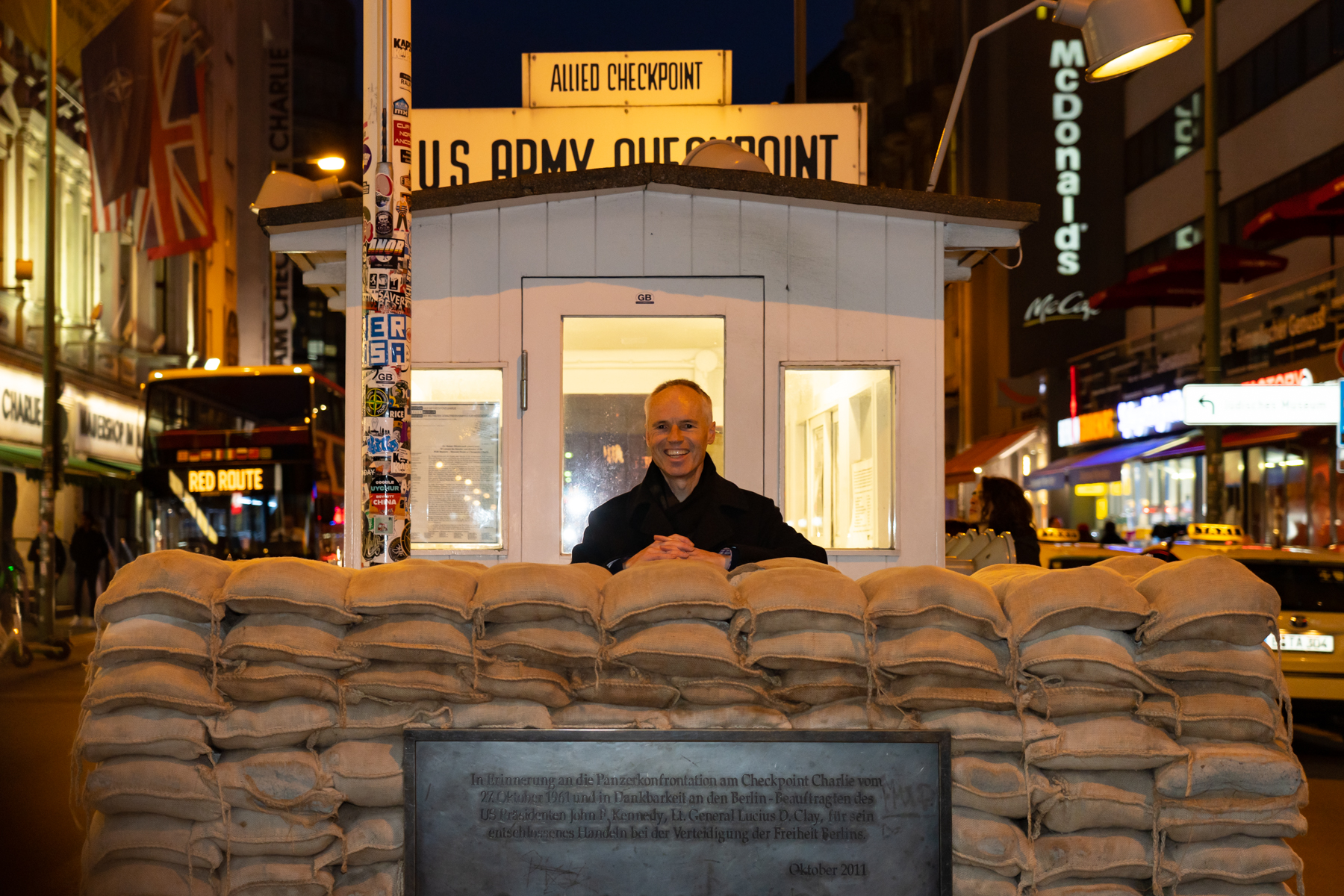 Keith at Checkpoint Charlie.