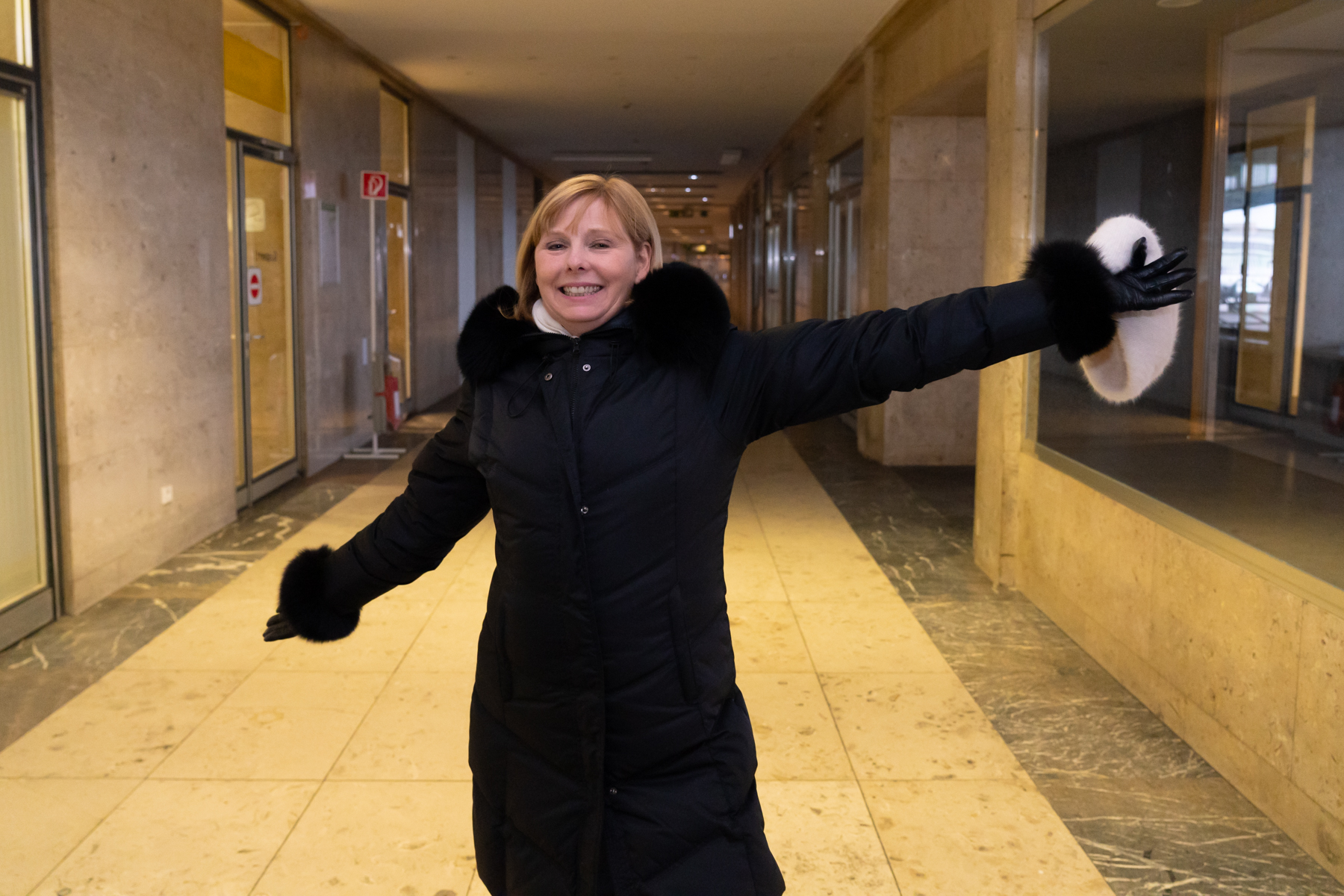 Andrea inside the Tempelhof Airport.
