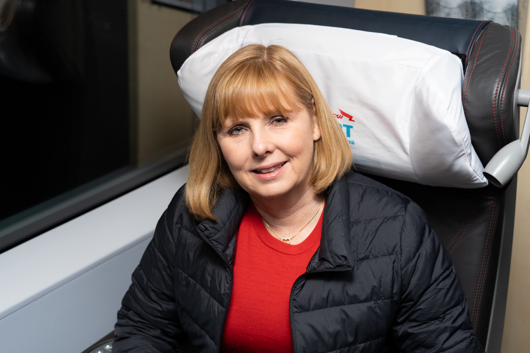 Andrea on the train.