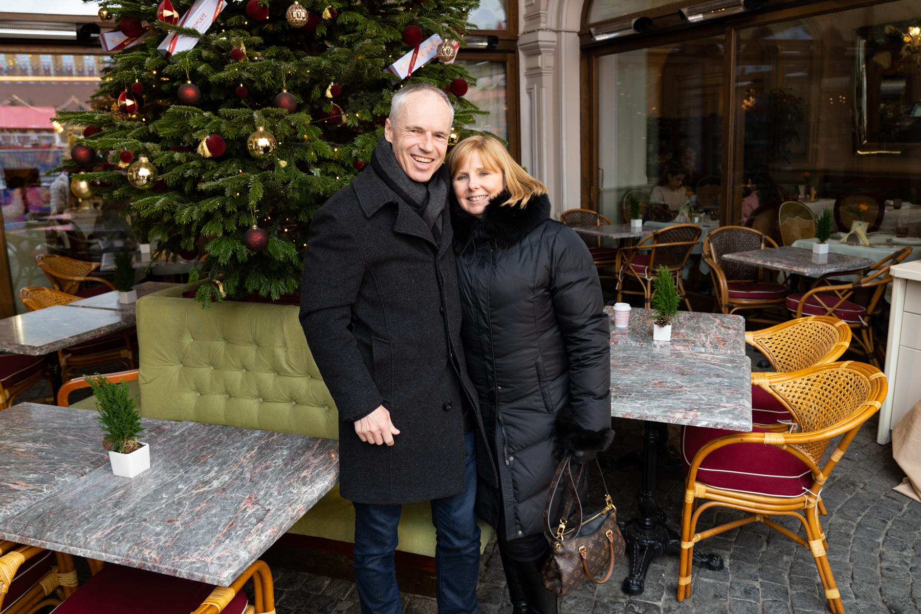 Keith and Andrea after lunch outside the Bosco Cafe.
