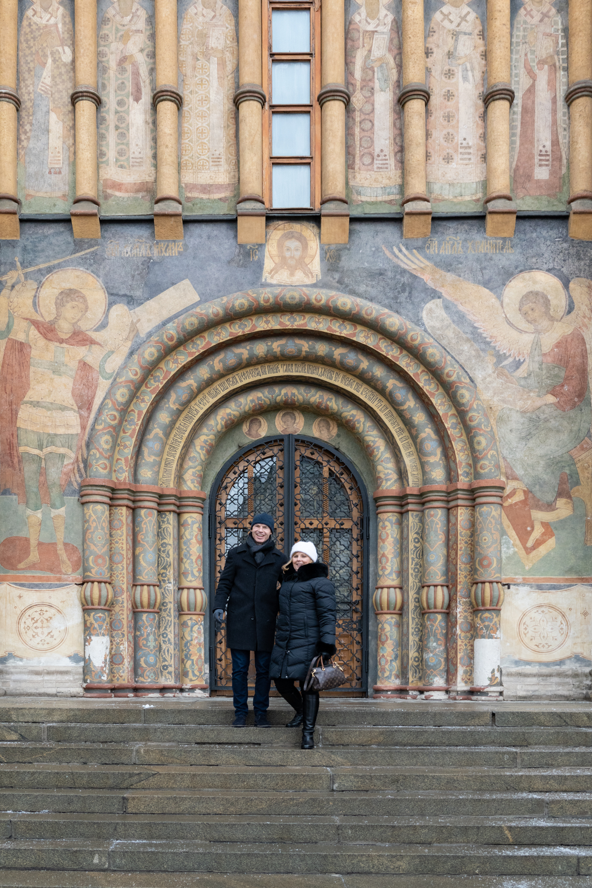 Keith and Andrea at the entrance to the Dormition Cathedral.