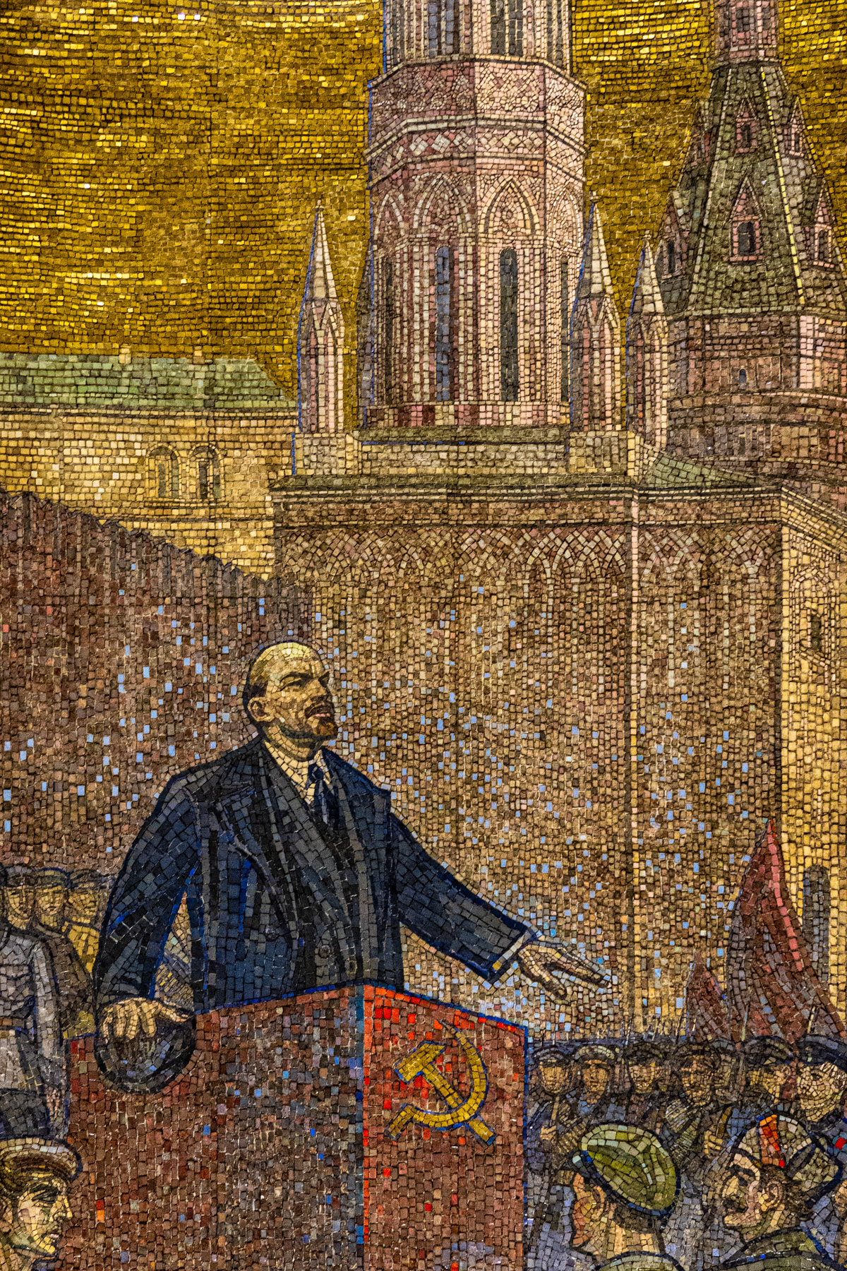 Lenin mosaic inside the Moscow Metro.