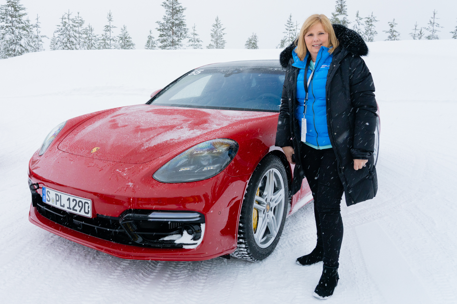 Andrea braving the elements!