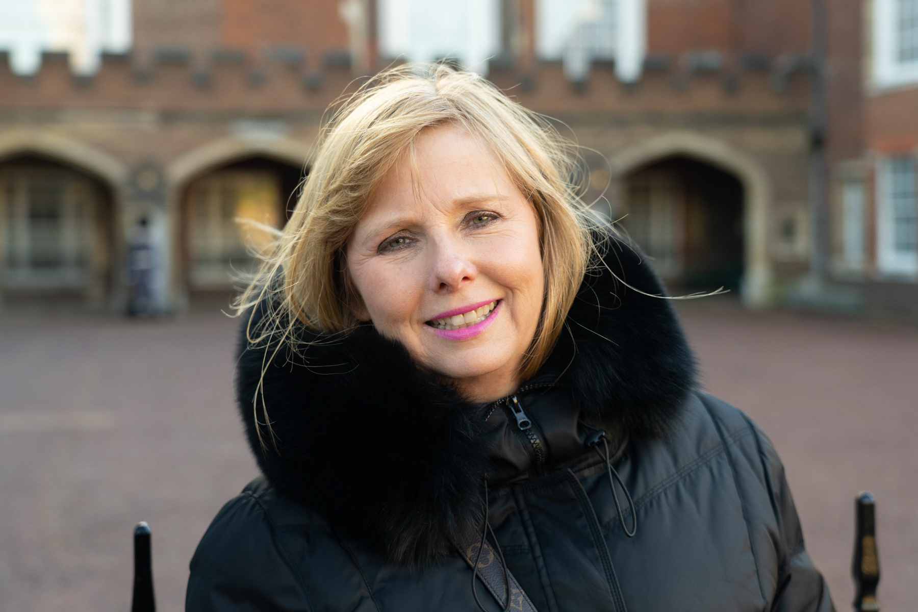 Andrea outside St. James's Palace.