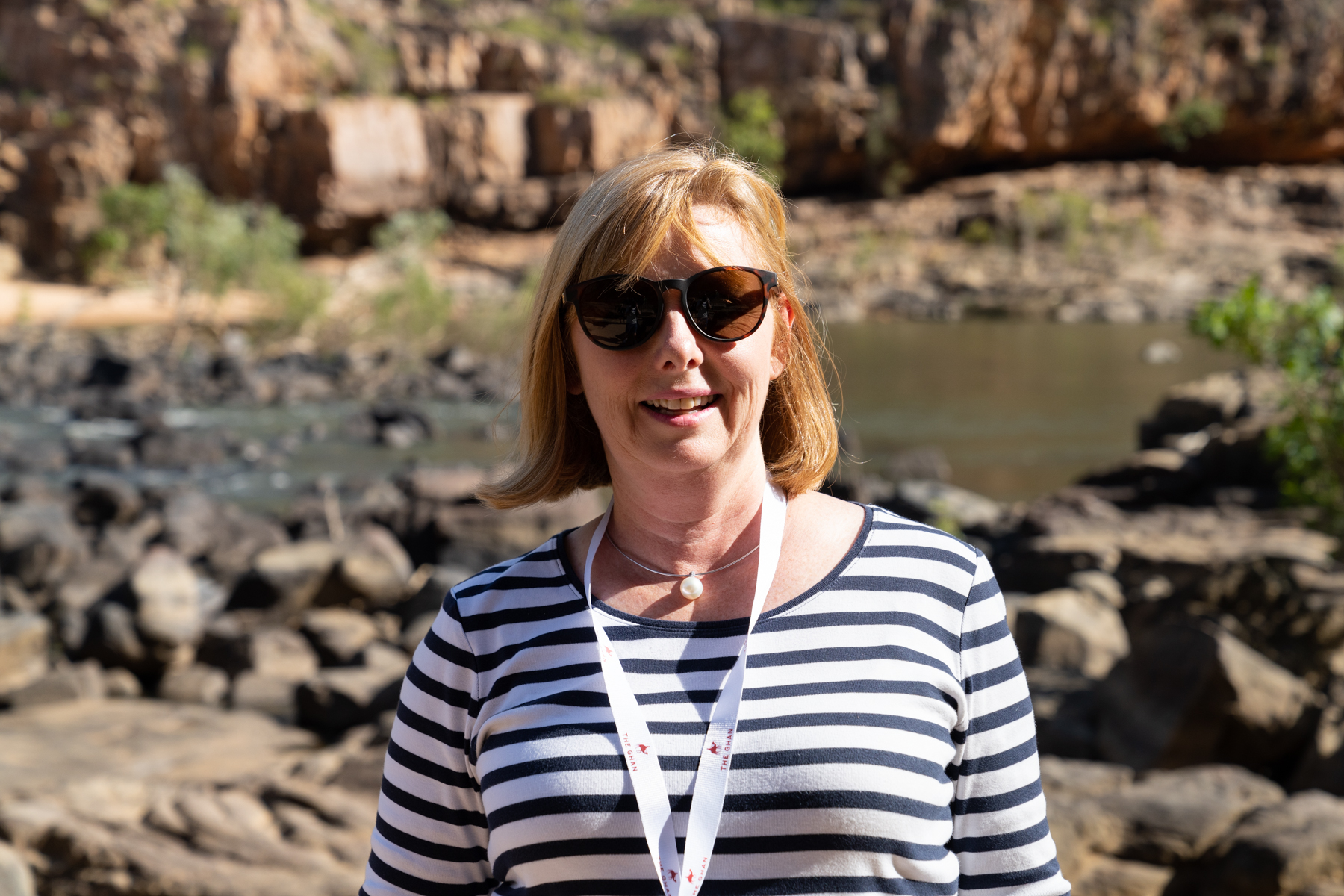 Andrea, on the bank of the Nitmiluk Gorge.