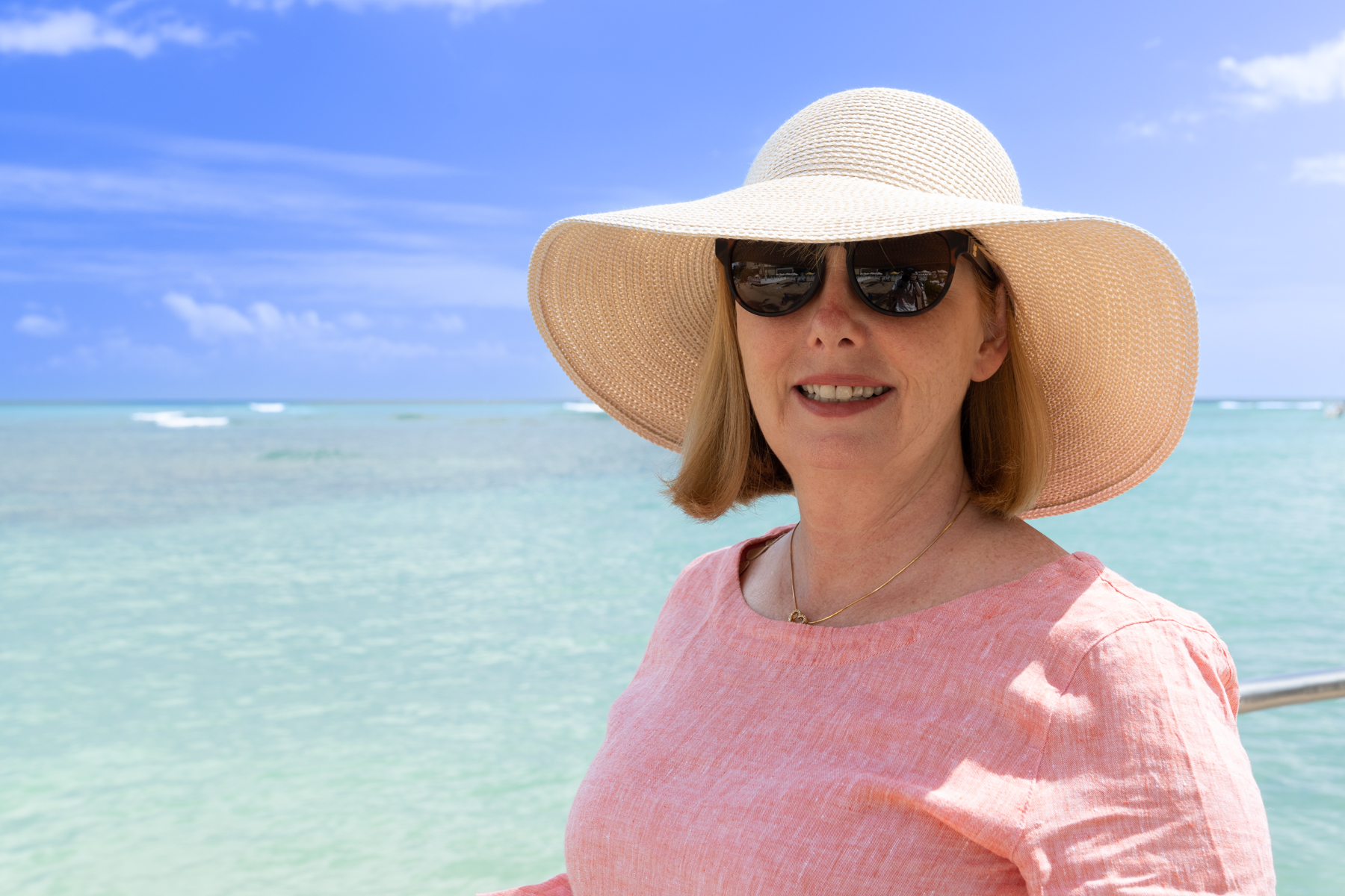 Andrea on the beach promenade.