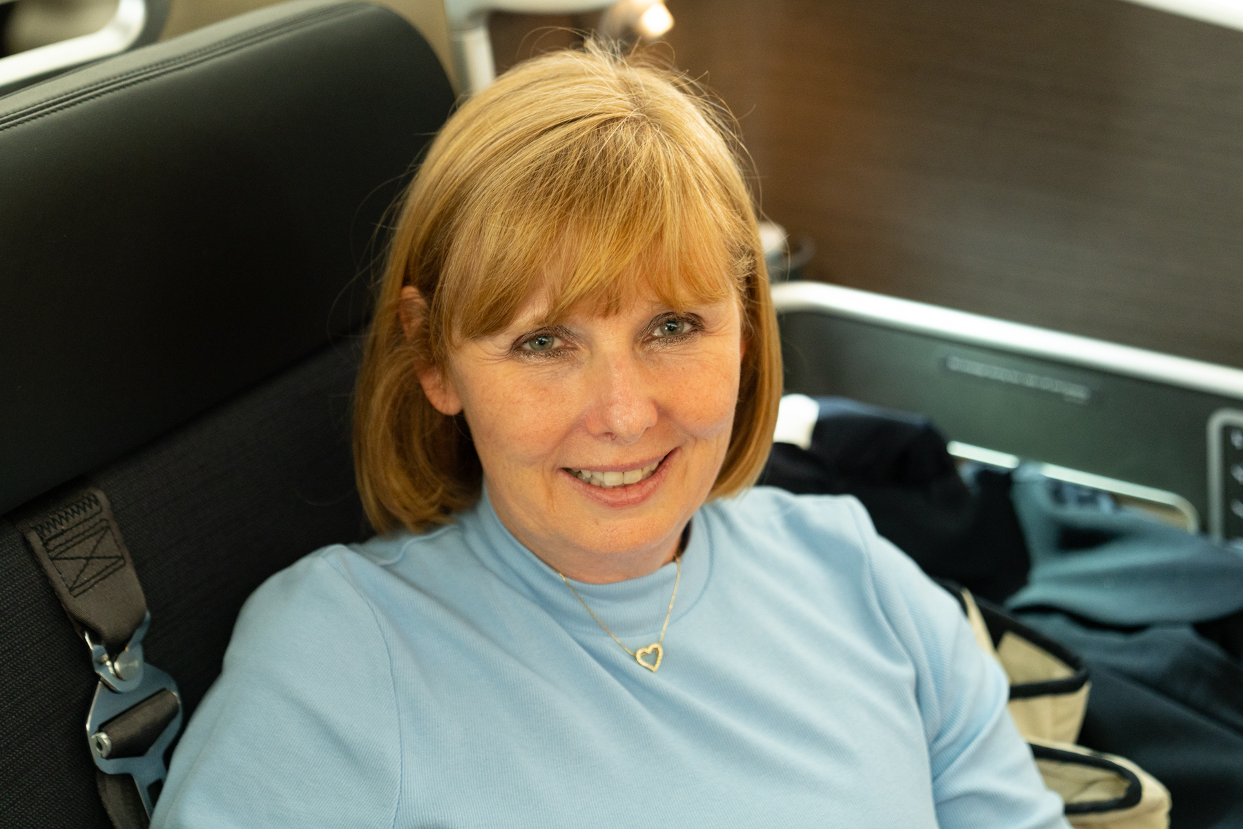 Andrea on the plane.