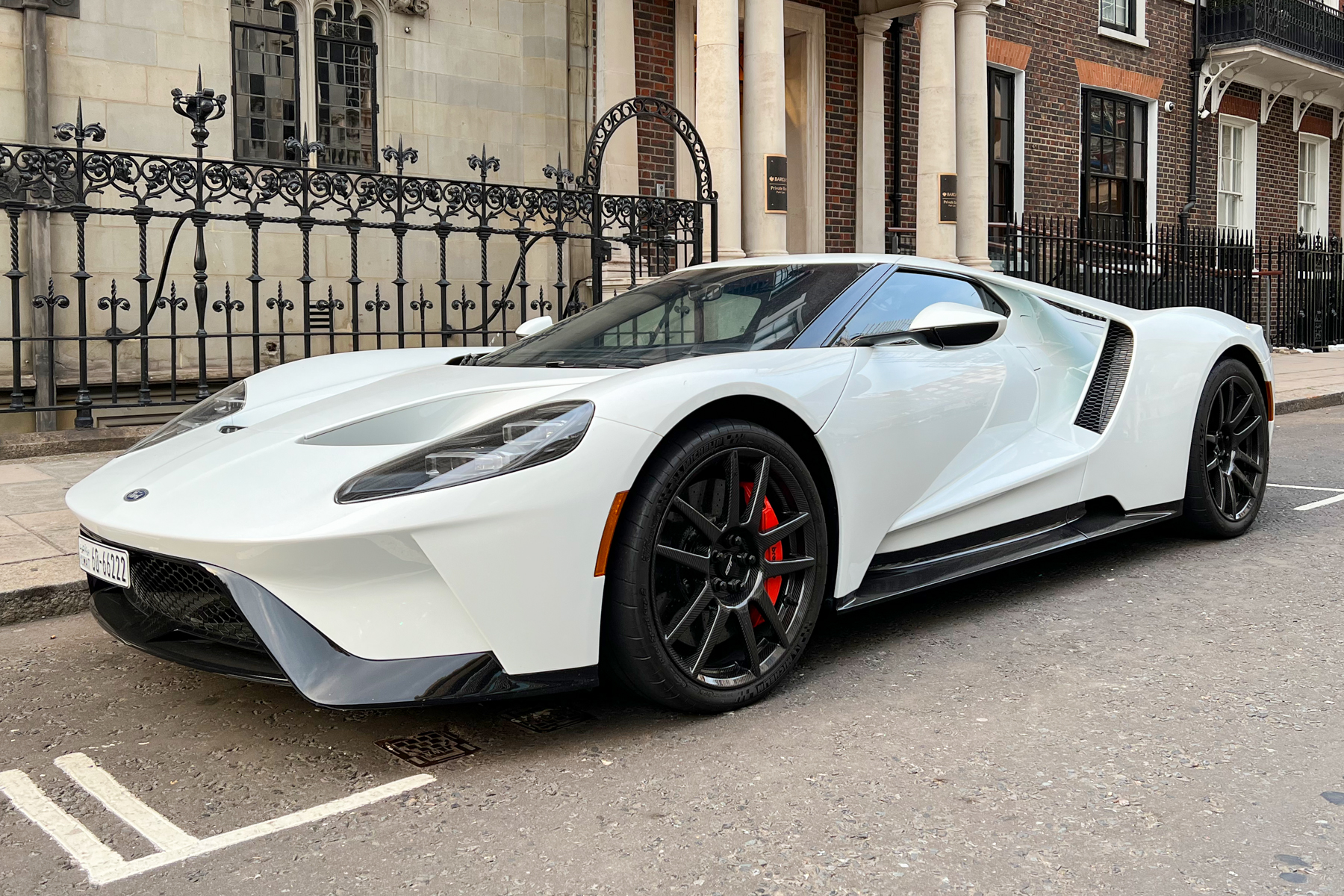A Ford GT, parked in Mayfair.