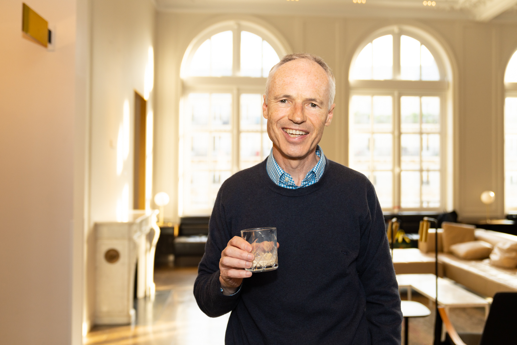 Keith, having a well-earned drink in the Eurostar lounge before boarding the train for London.