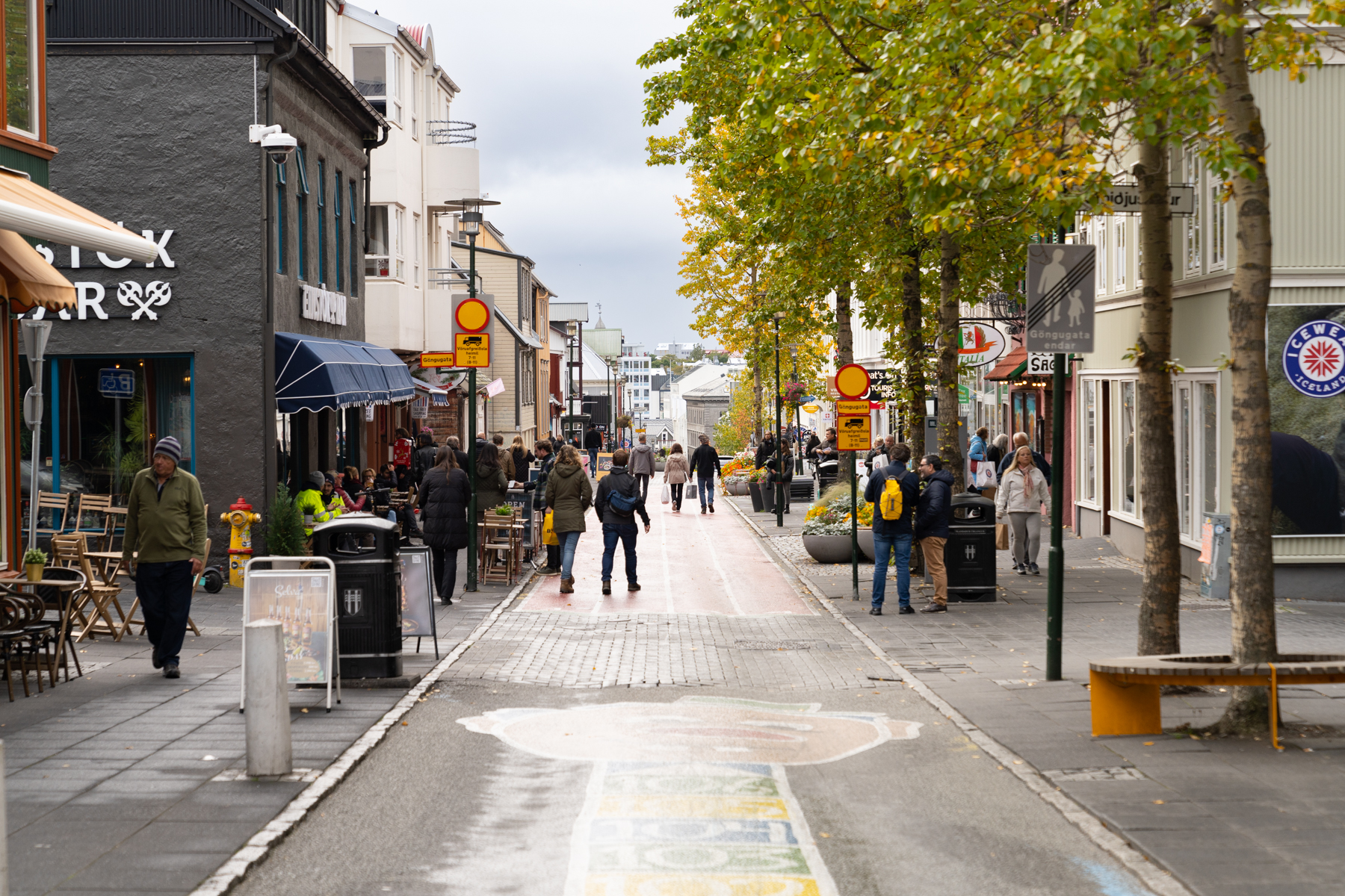On the walk down Bankastræti to dinner.