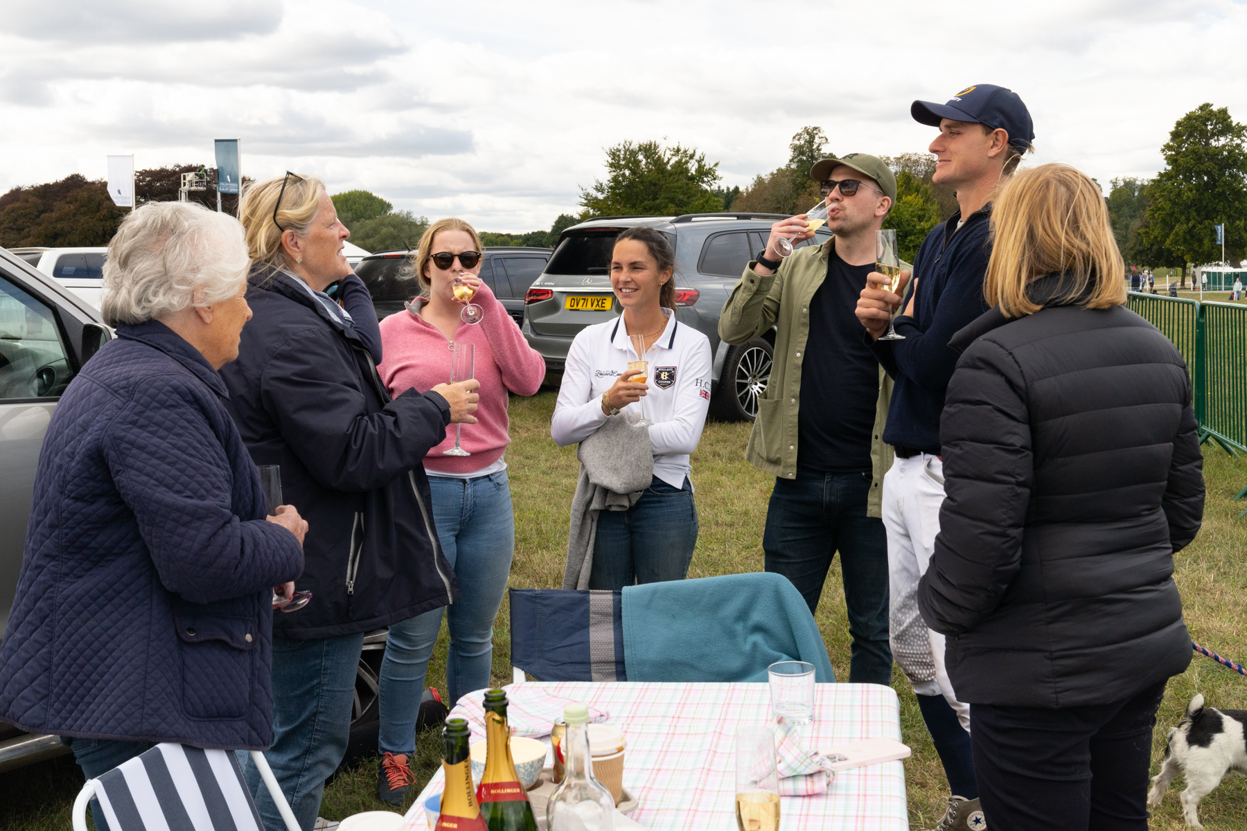 Socialising in the car park.