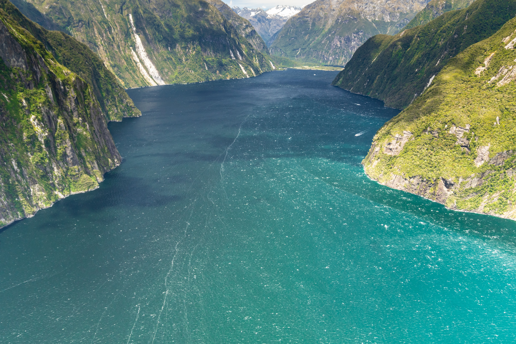 Flying up Milford Sound.