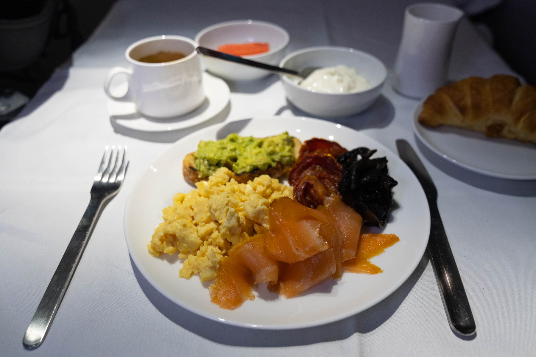 Breakfast on the plane.