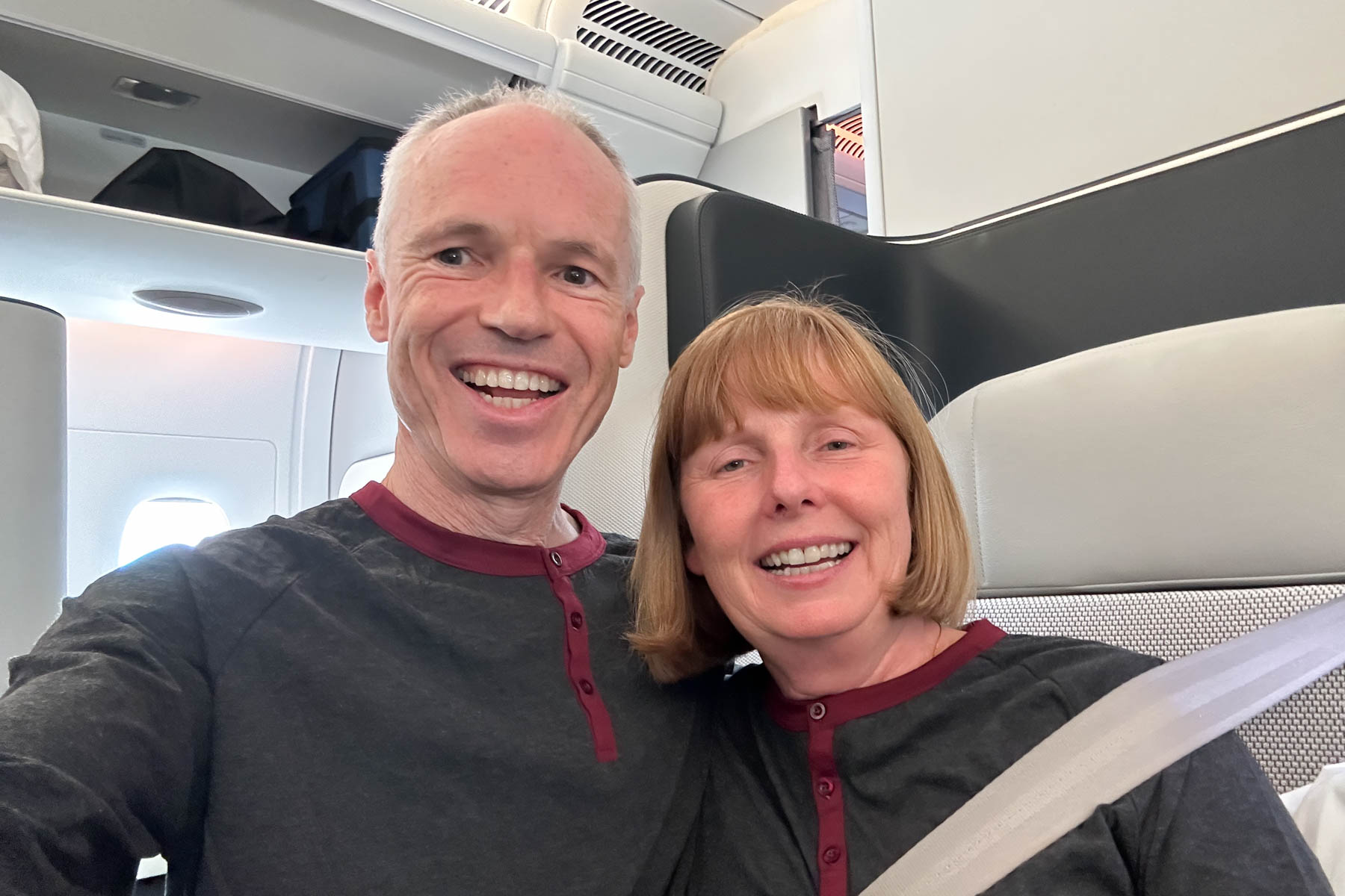 Keith and Andrea on the plane.