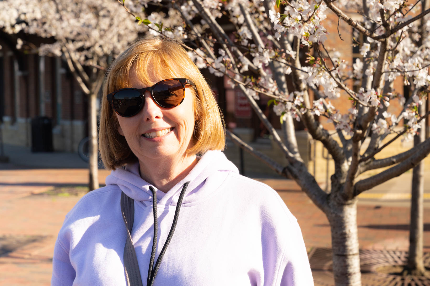 Andrea at the end of Broadway, near the Cumberland River.