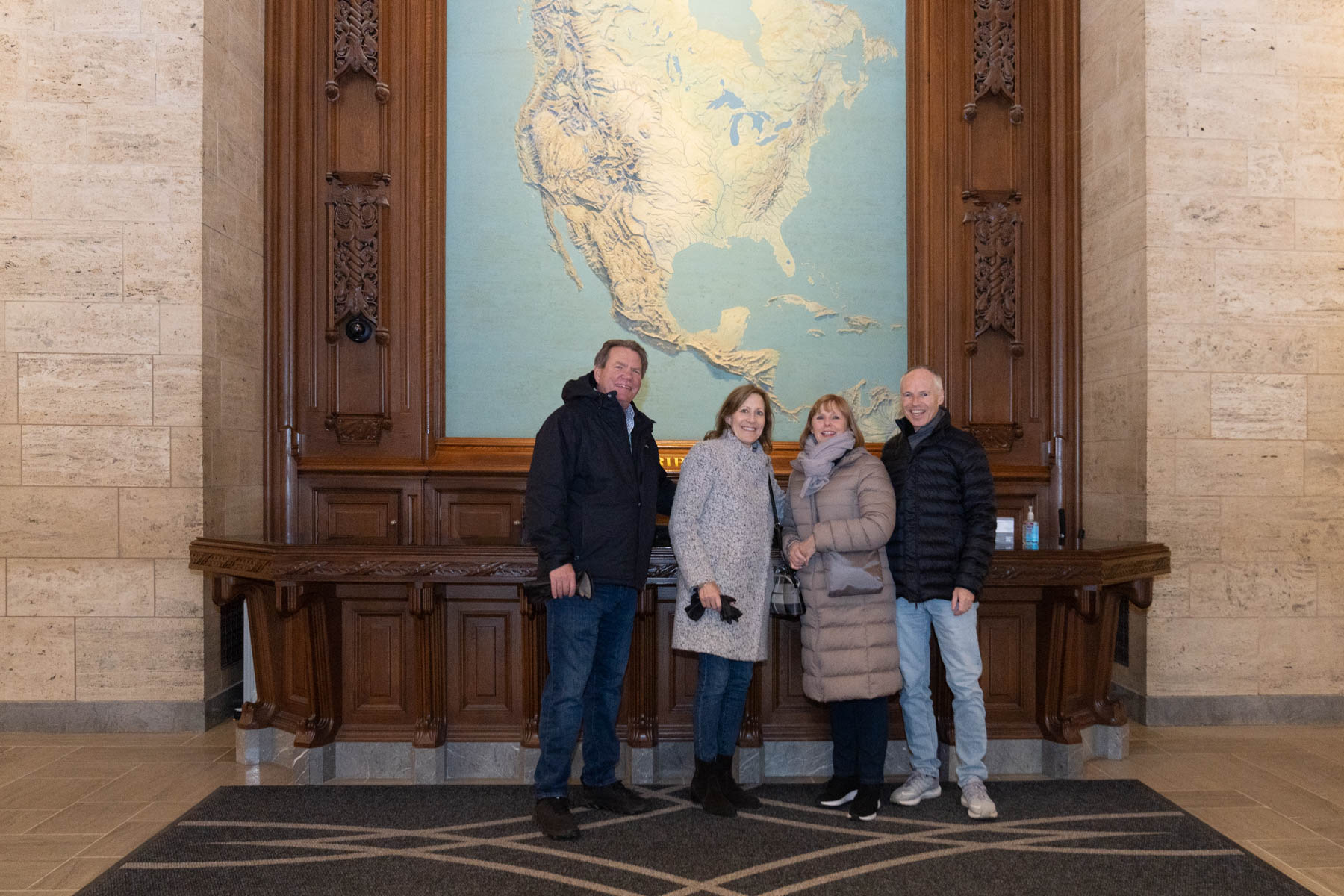 Earl, Sue, Andrea, and Keith, in the lobby of the Tribune Tower.