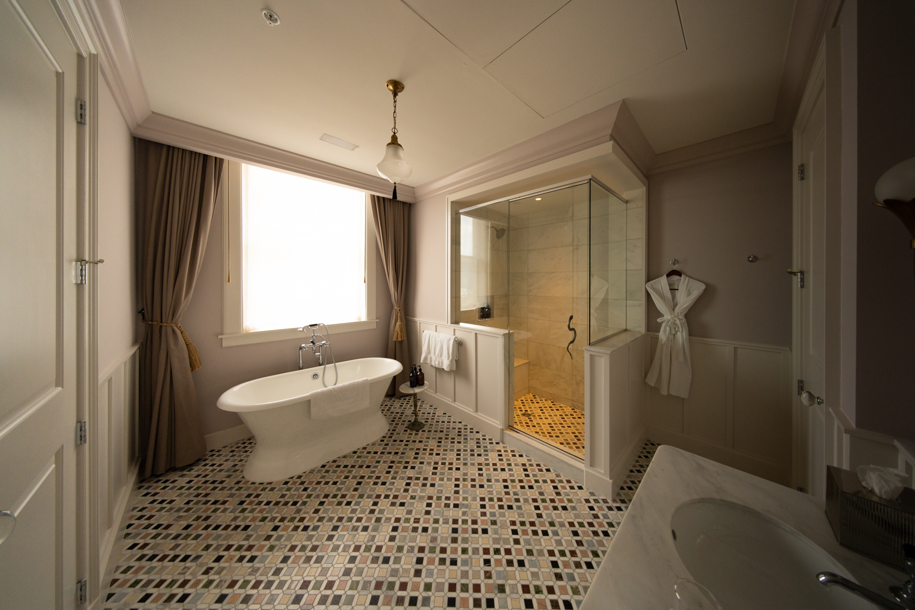 Bathroom in our room at Maison de la Luz.