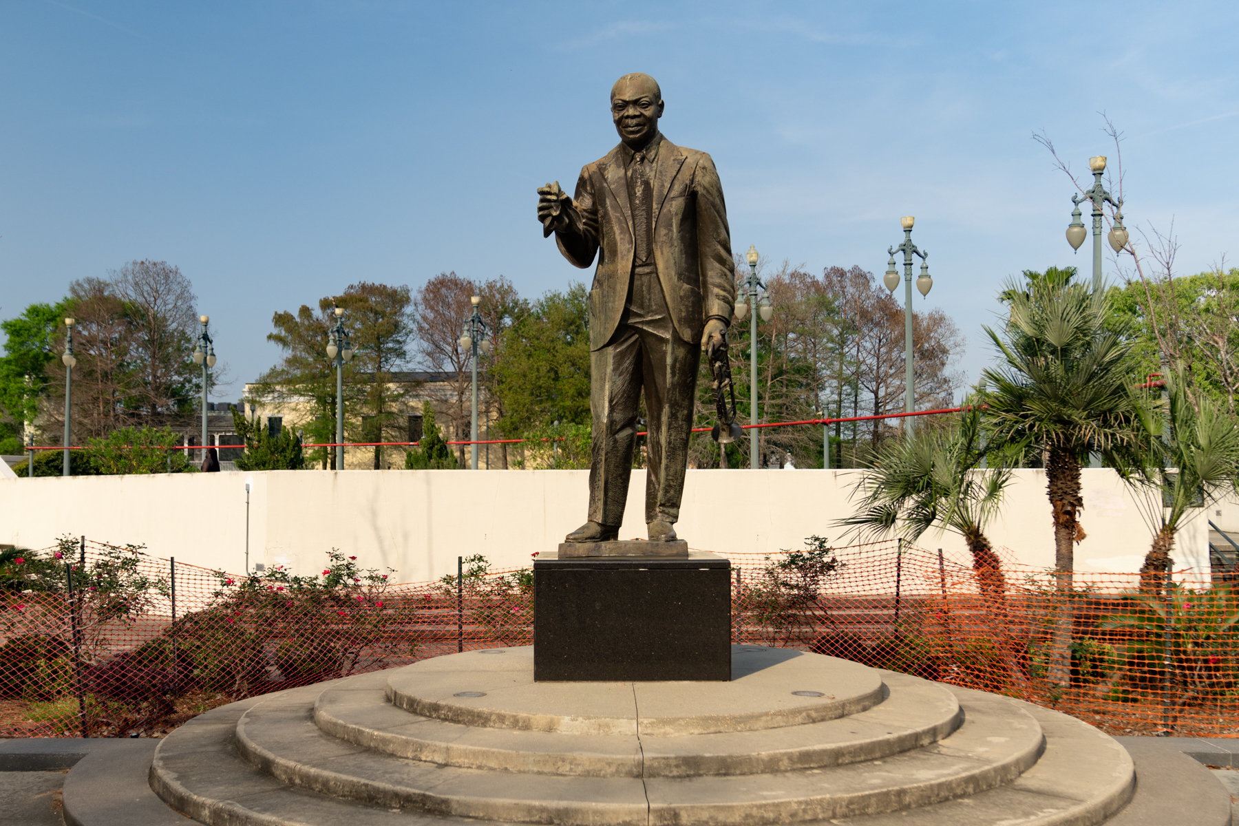 The statue of Louis Armstrong in Louis Armstrong Park.
