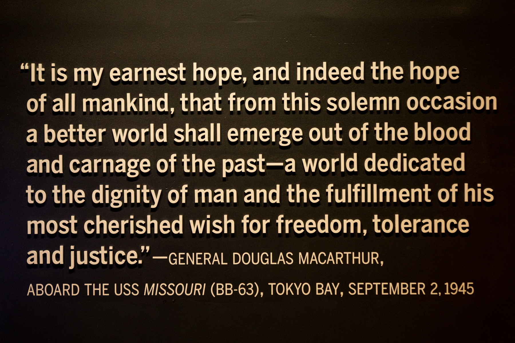 Inscription at the National WWII Museum.