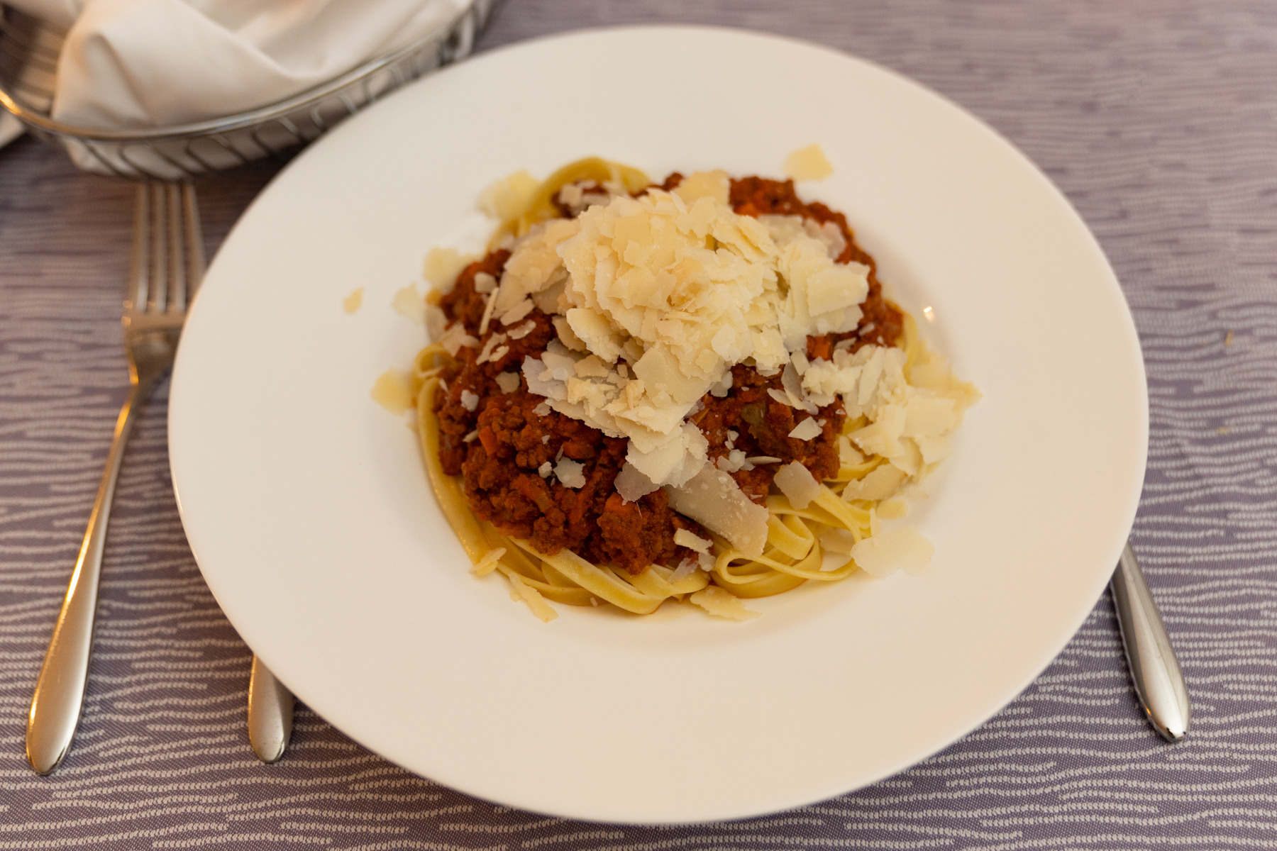 Fettuccine bolognese.