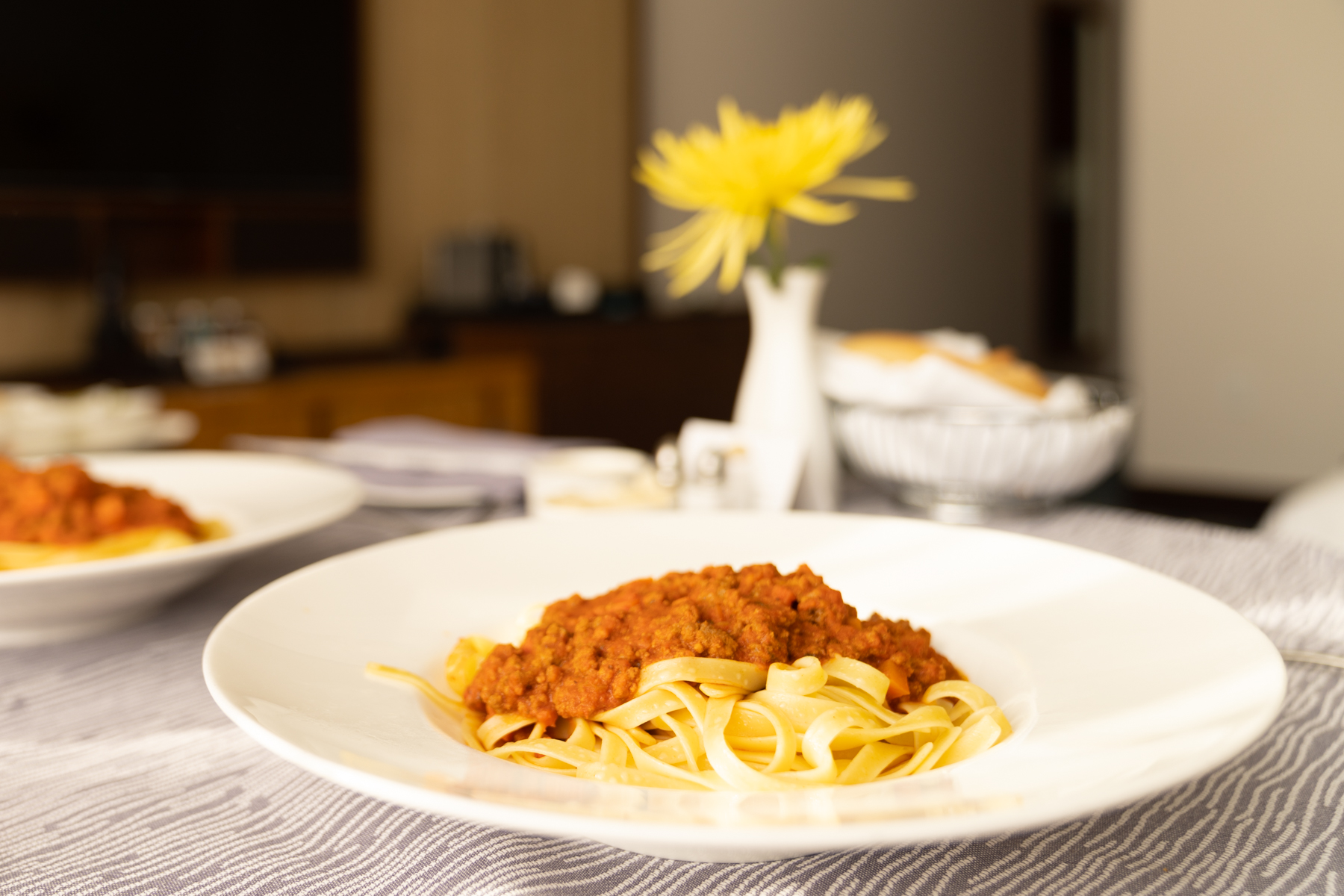 Fettuccine bolognese.