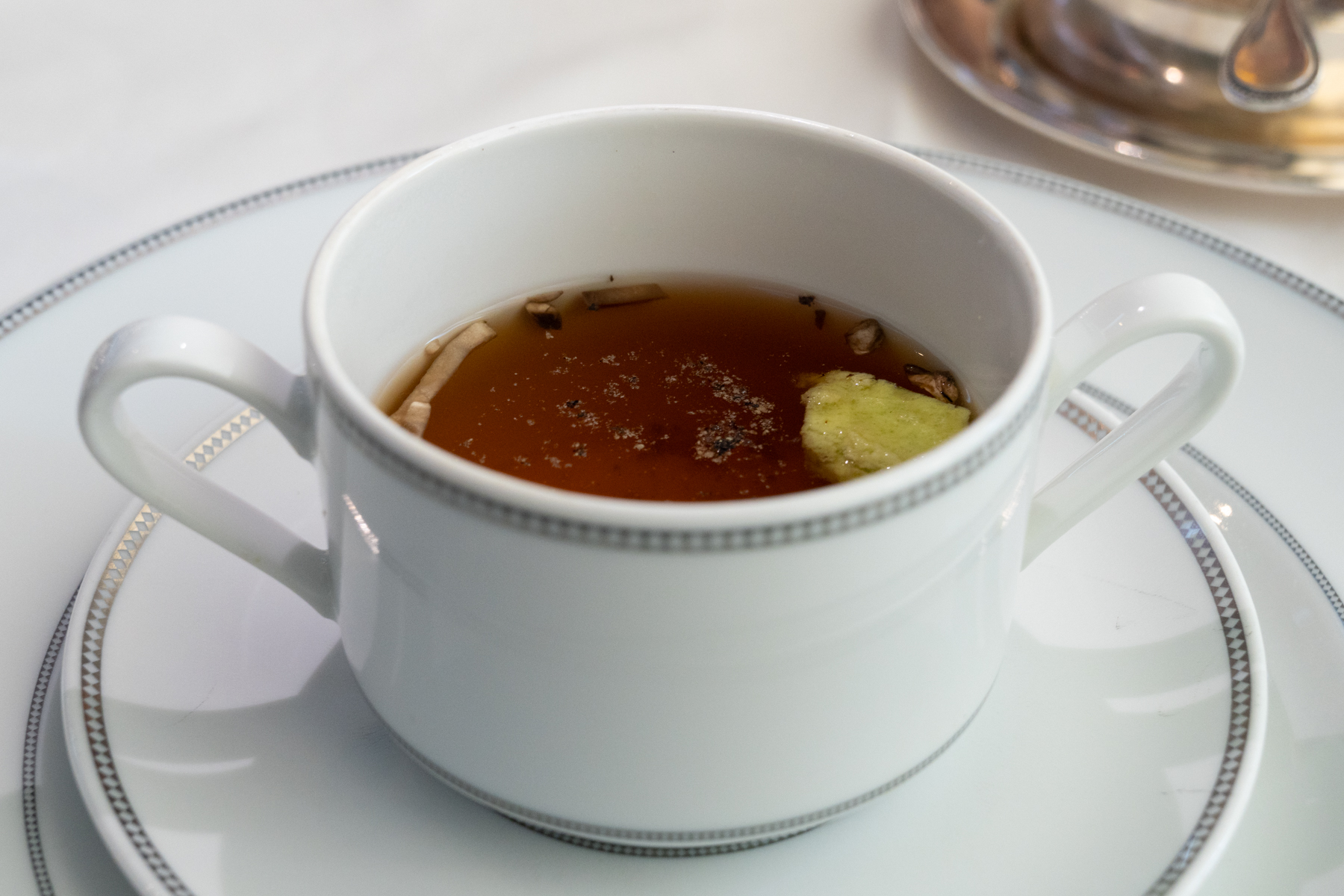 Chicken consommé.